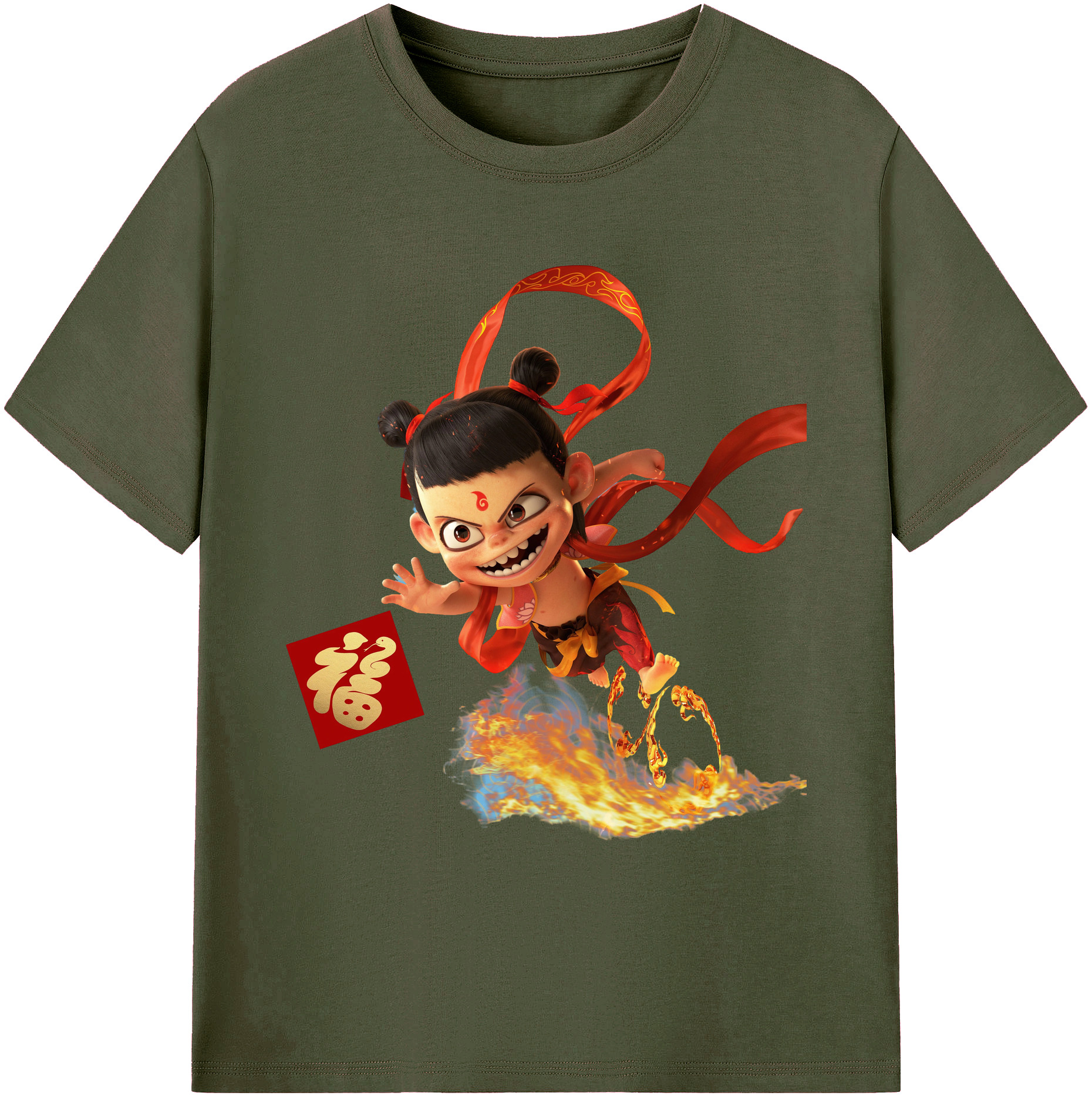 （画像用） Ne Zha 2 ナタ 魔童の大暴れ 綿100％ メンズ半袖Tシャツ｜肌触りやわらか＆通気性